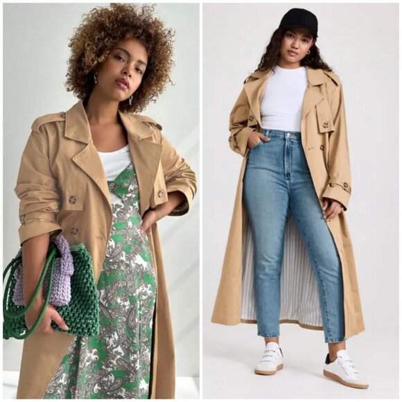 💕FAVORITE DAUGHTER💕 The Charles Double Breasted Trench Coat ~ Sand Medium NWT - Picture 7 of 16